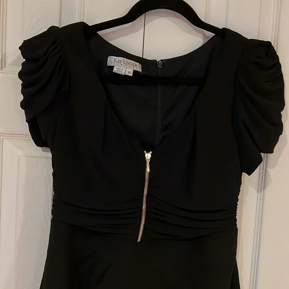 Kay Unger Newyork Black  Elegant cocktail Dress Sz 10 - Picture 4 of 11